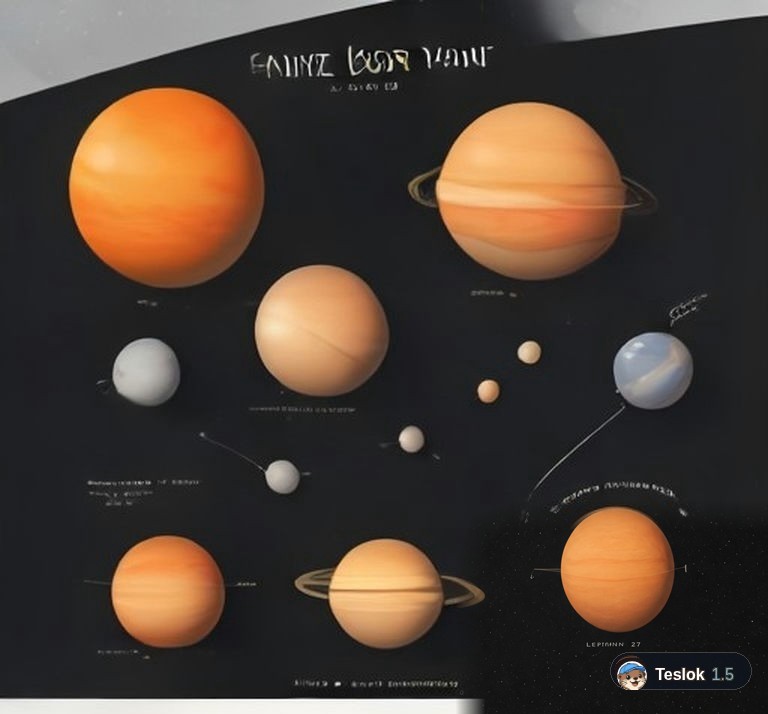 Solar system planets diagram, labelled
