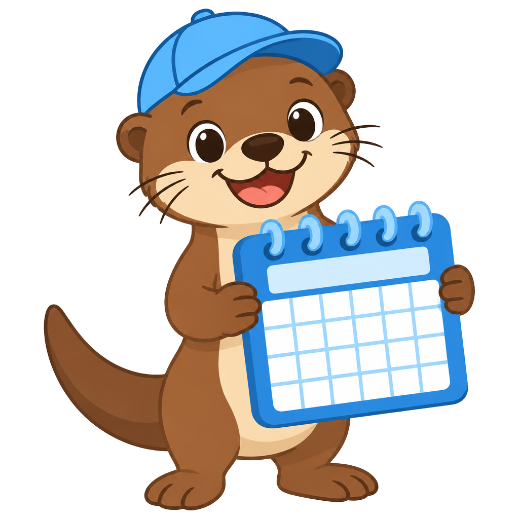 Teslok Otter holding a calendar